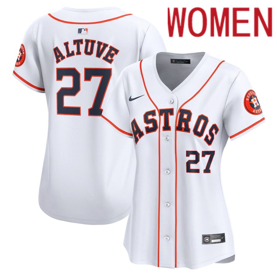 Women Houston Astros #27 Jose Altuve Nike White Home Limited Player MLB Jersey